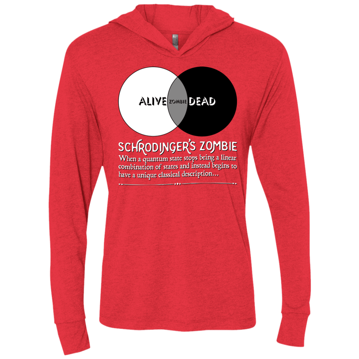 T-Shirts Vintage Red / X-Small Schrödinger's Zombie Triblend Long Sleeve Hoodie Tee