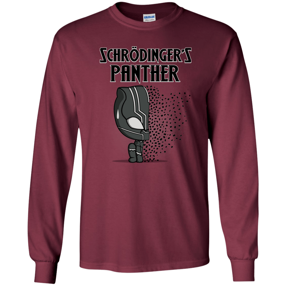 T-Shirts Maroon / YS Schrodingers Panther Youth Long Sleeve T-Shirt
