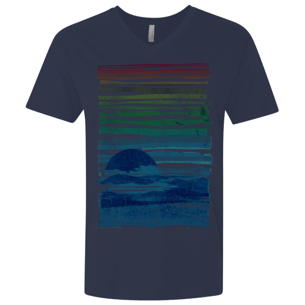T-Shirts Midnight Navy / X-Small Sea Landscape Men's Premium V-Neck