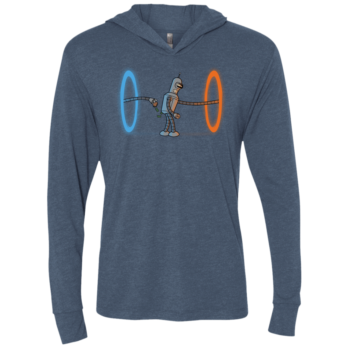 T-Shirts Indigo / X-Small Self Service Triblend Long Sleeve Hoodie Tee