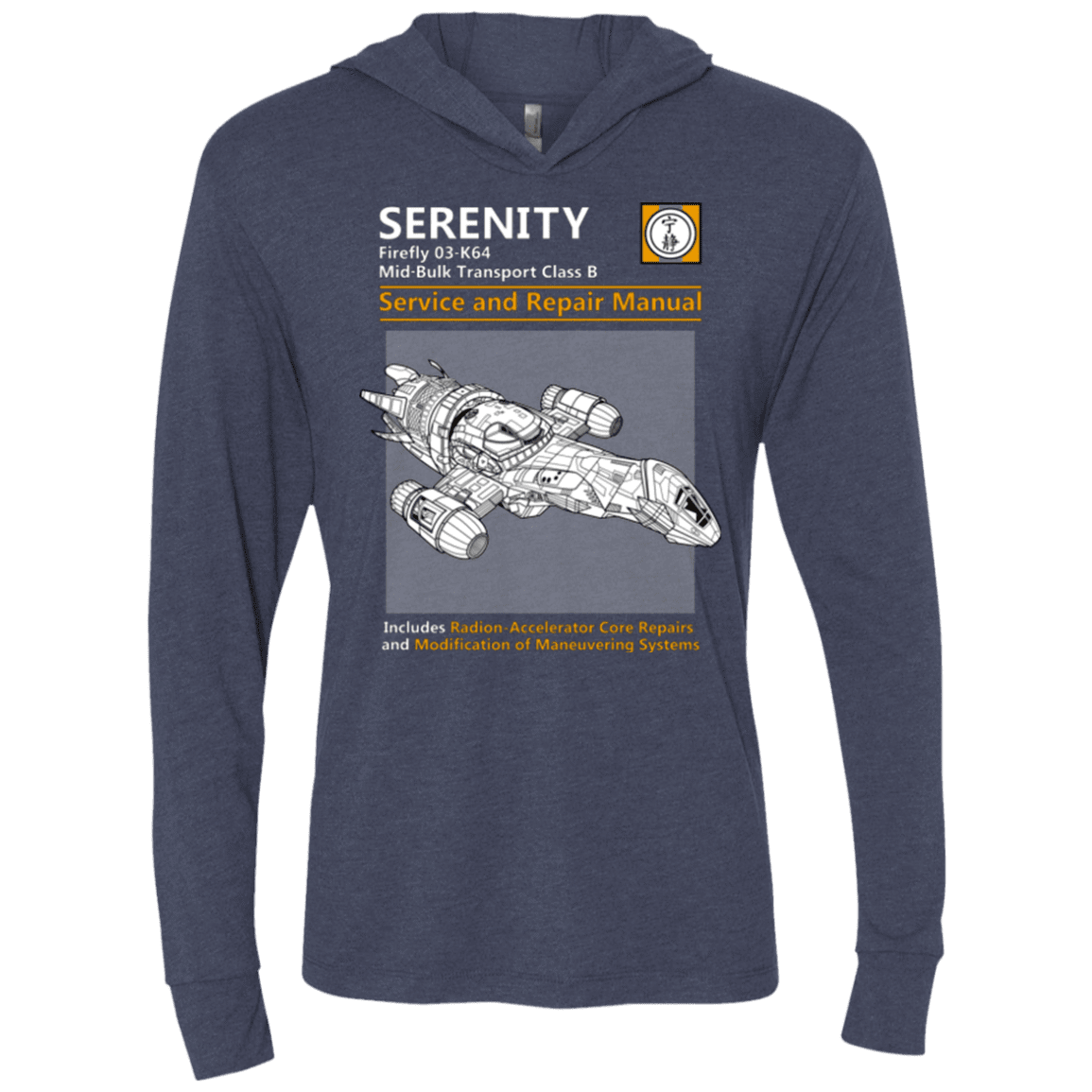 T-Shirts Vintage Navy / X-Small Serenity Service And Repair Manual Triblend Long Sleeve Hoodie Tee