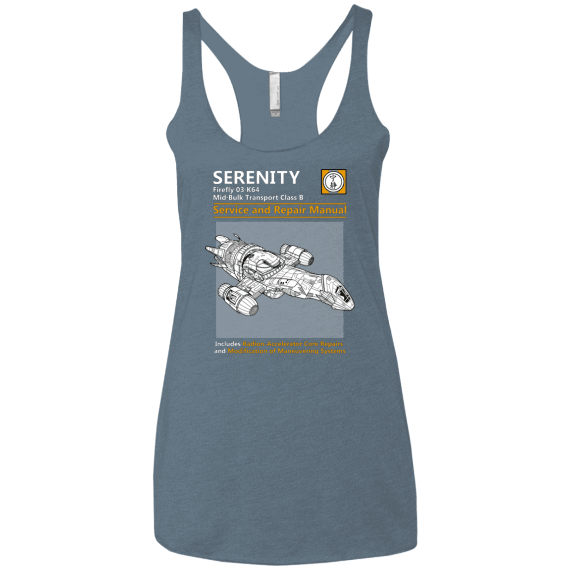 T-Shirts Indigo / X-Small Serenity Service And Repair Manual Women's Triblend Racerback Tank
