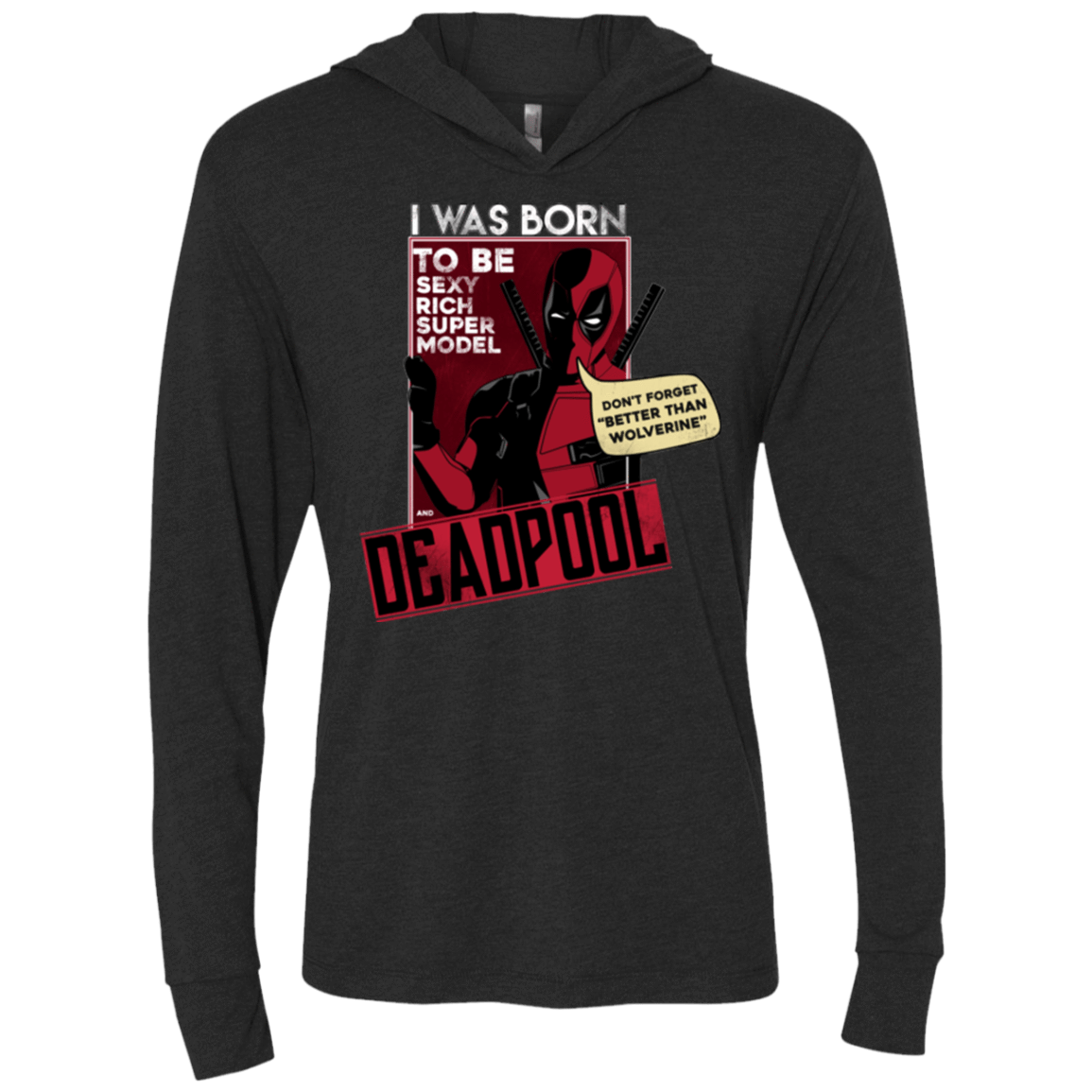 T-Shirts Vintage Black / X-Small Sexy Rich Super Model Triblend Long Sleeve Hoodie Tee