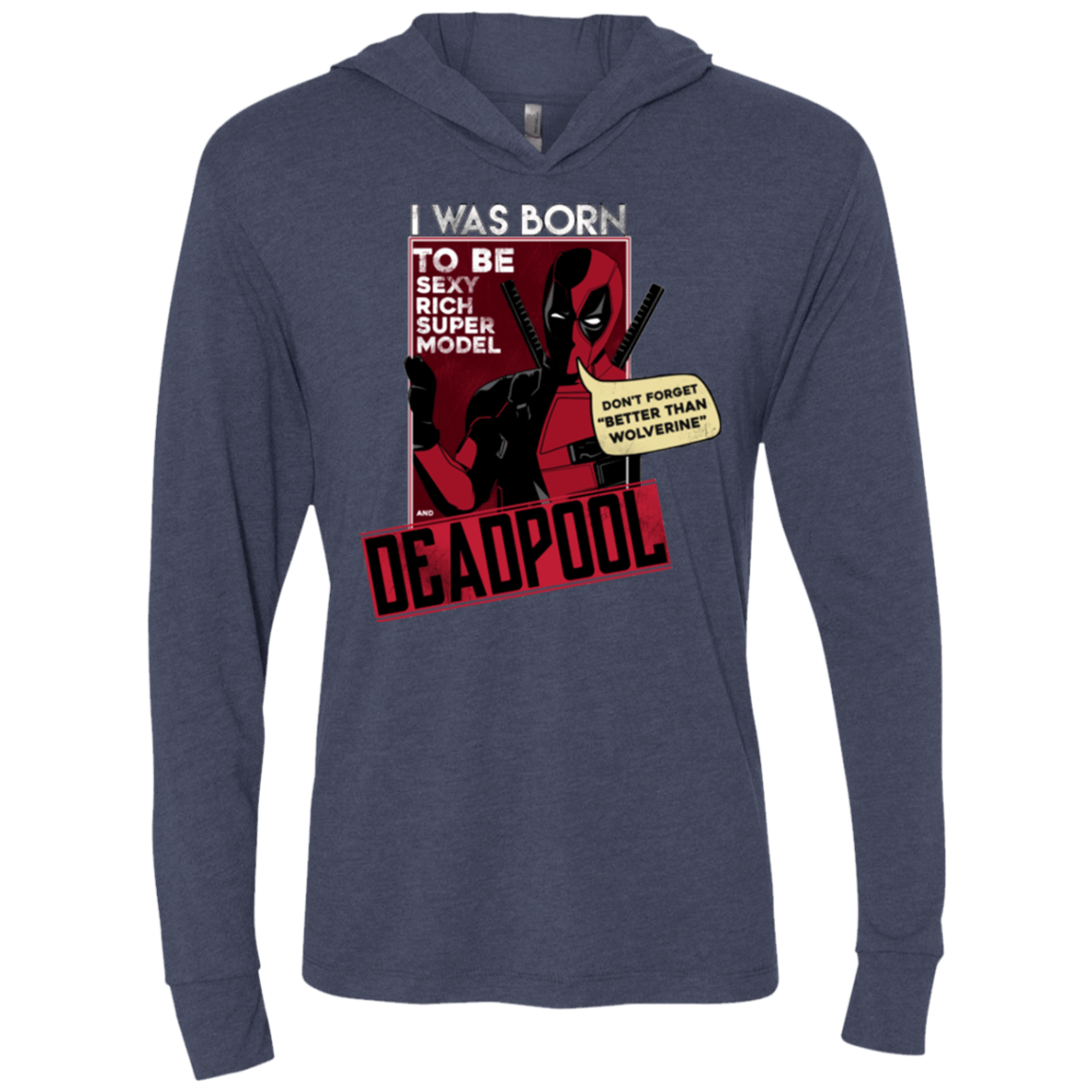 T-Shirts Vintage Navy / X-Small Sexy Rich Super Model Triblend Long Sleeve Hoodie Tee