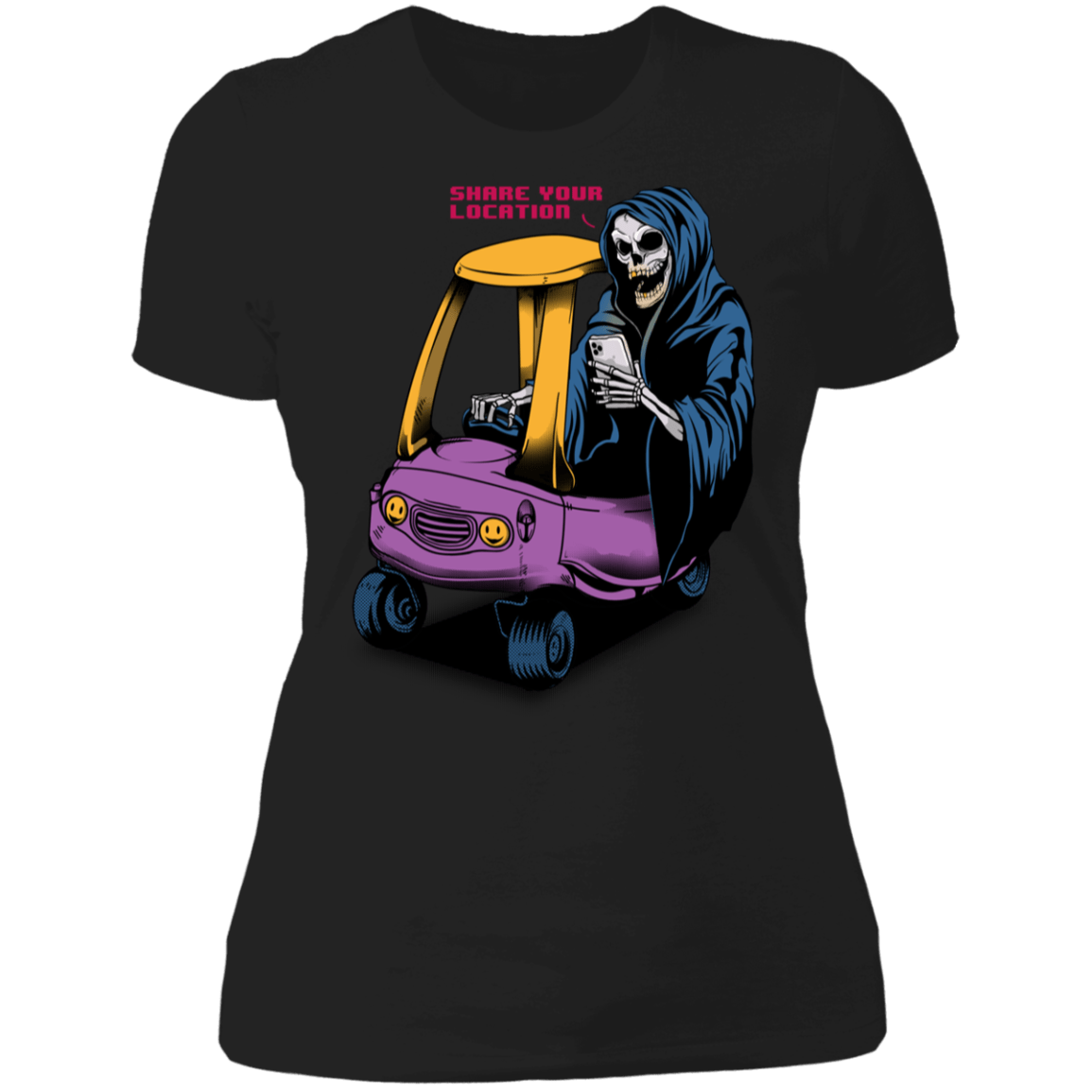 T-Shirts Black / X-Small Share Your Location Grim Reaper Women's Premium T-Shirt
