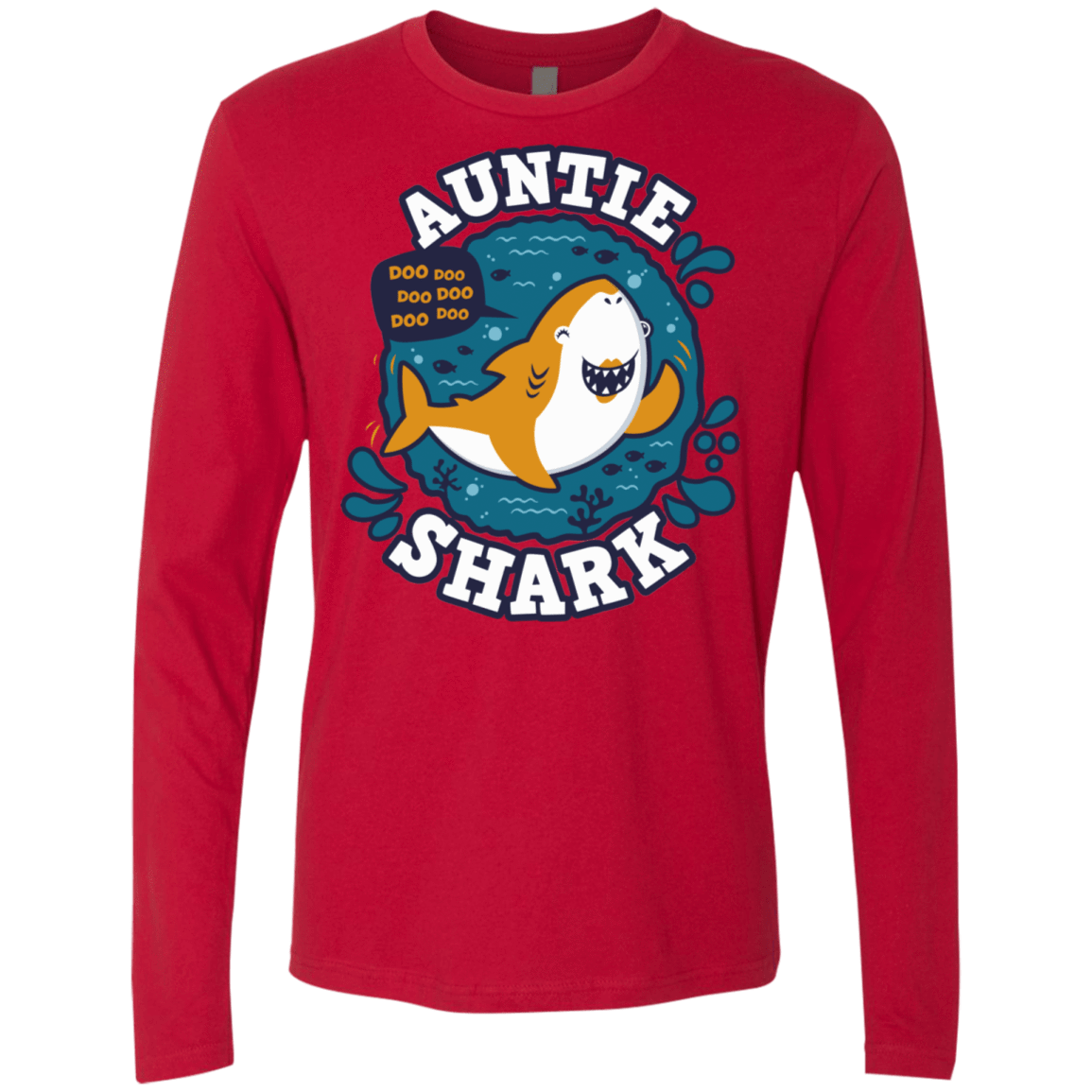 T-Shirts Red / S Shark Family Trazo - Auntie Men's Premium Long Sleeve