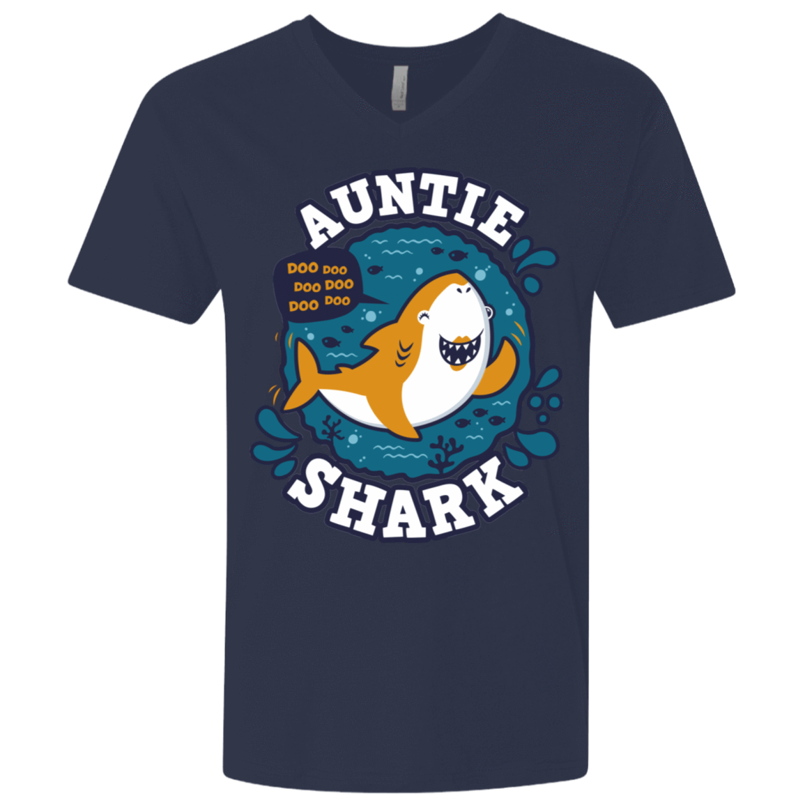 T-Shirts Midnight Navy / X-Small Shark Family Trazo - Auntie Men's Premium V-Neck