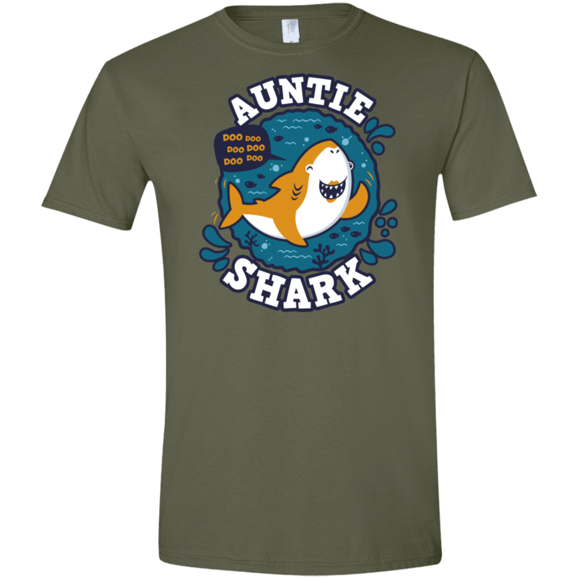 T-Shirts Military Green / S Shark Family Trazo - Auntie Men's Semi-Fitted Softstyle