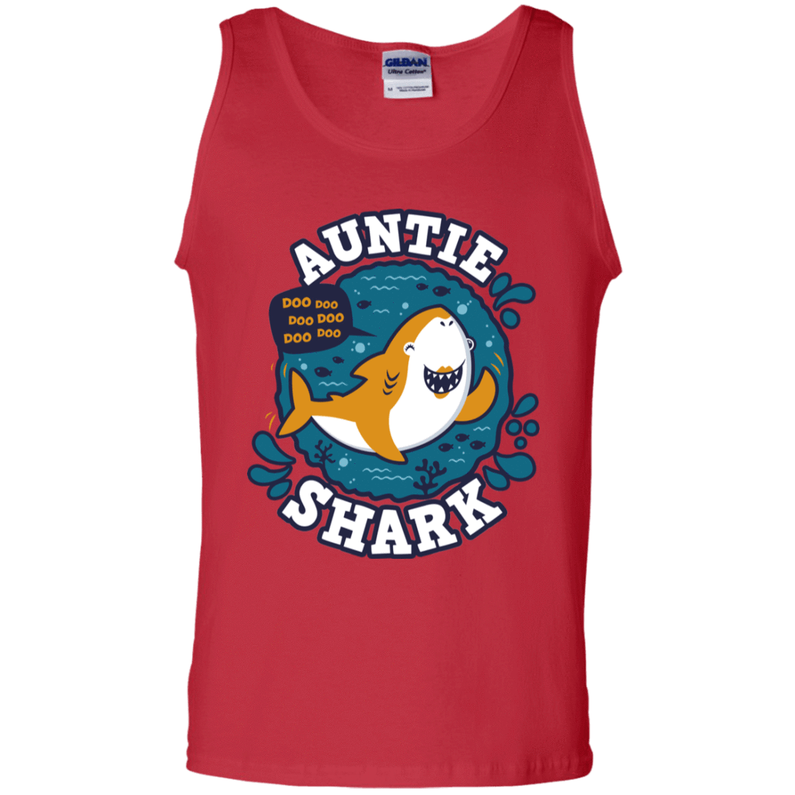 T-Shirts Red / S Shark Family Trazo - Auntie Men's Tank Top