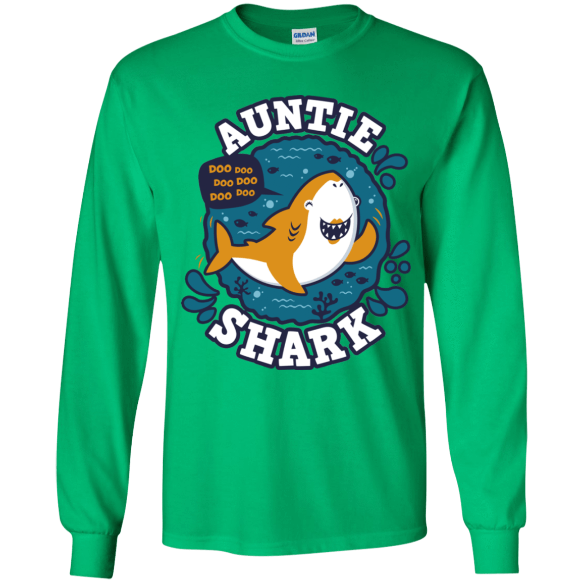 T-Shirts Irish Green / YS Shark Family Trazo - Auntie Youth Long Sleeve T-Shirt