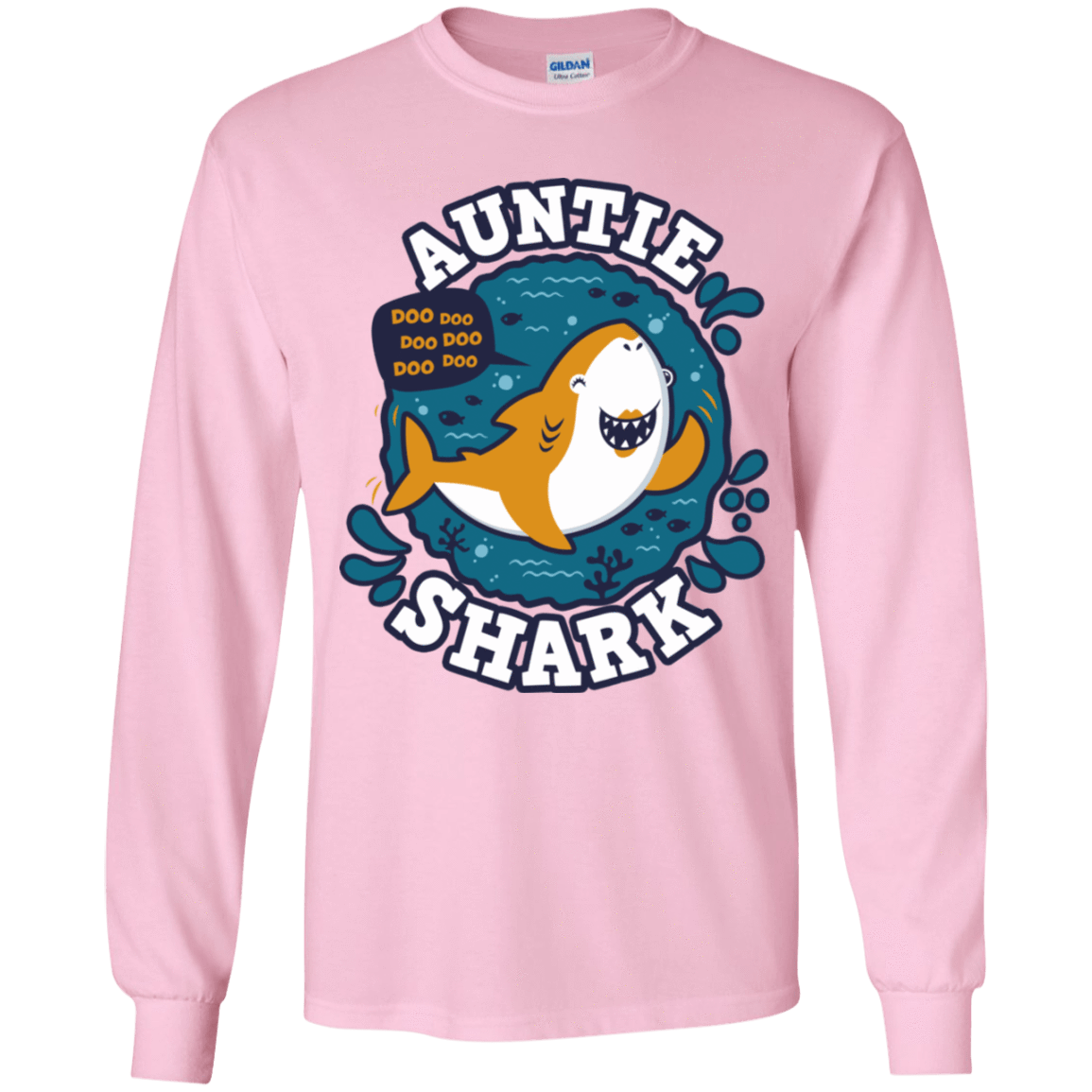 T-Shirts Light Pink / YS Shark Family Trazo - Auntie Youth Long Sleeve T-Shirt