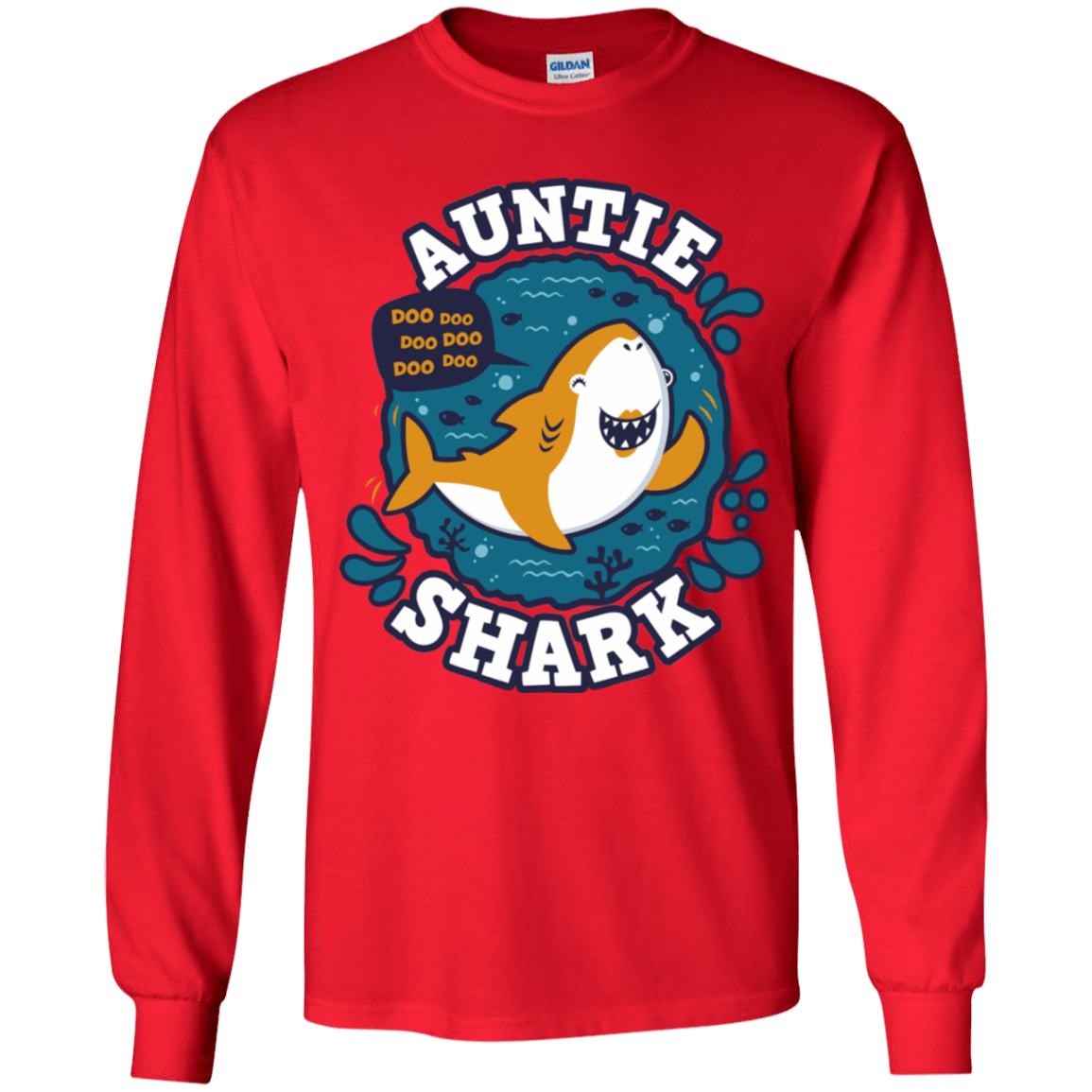 T-Shirts Red / YS Shark Family Trazo - Auntie Youth Long Sleeve T-Shirt