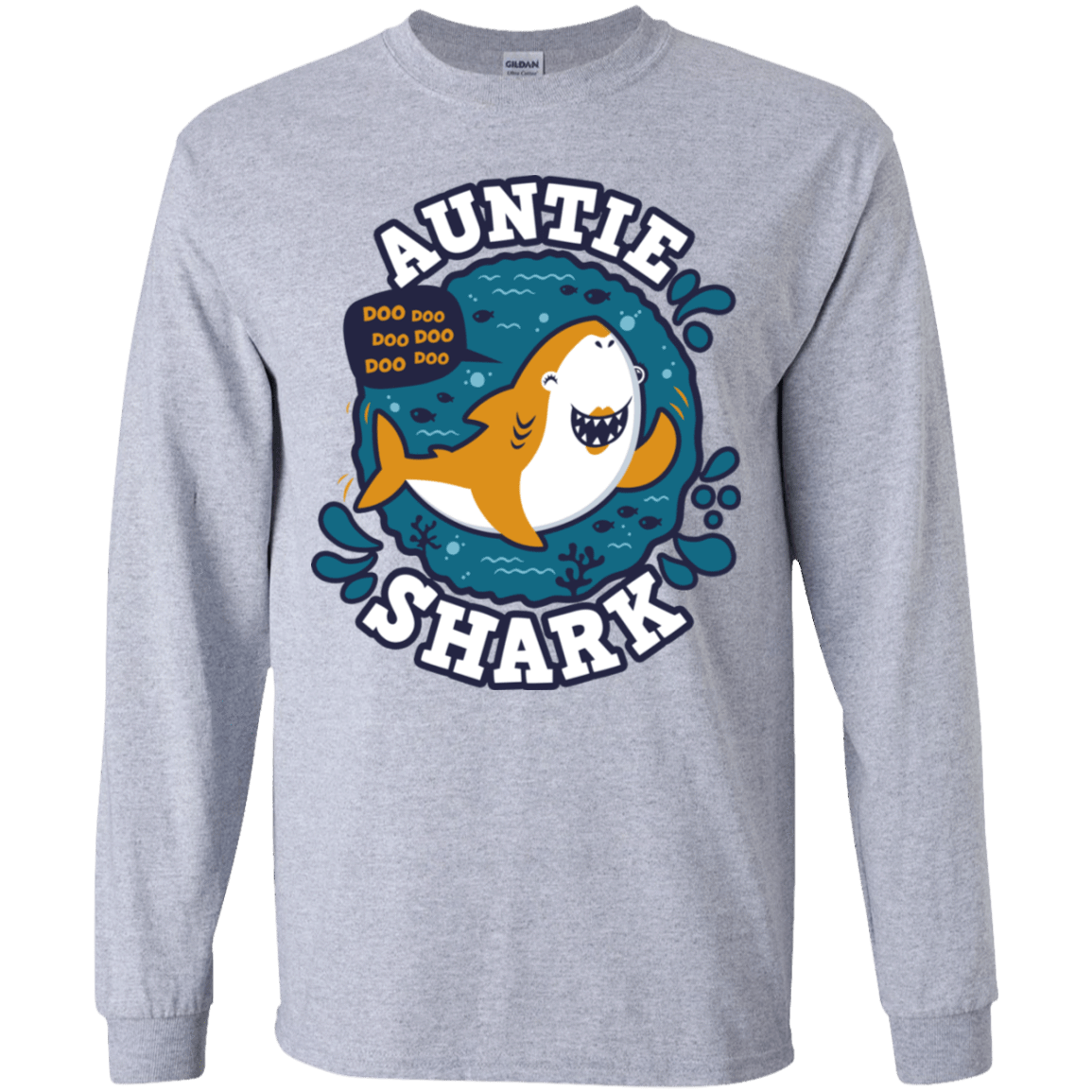 T-Shirts Sport Grey / YS Shark Family Trazo - Auntie Youth Long Sleeve T-Shirt