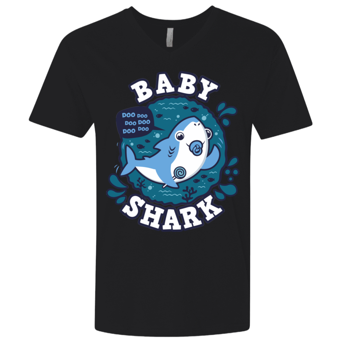 T-Shirts Black / X-Small Shark Family trazo - Baby Boy chupete Men's Premium V-Neck