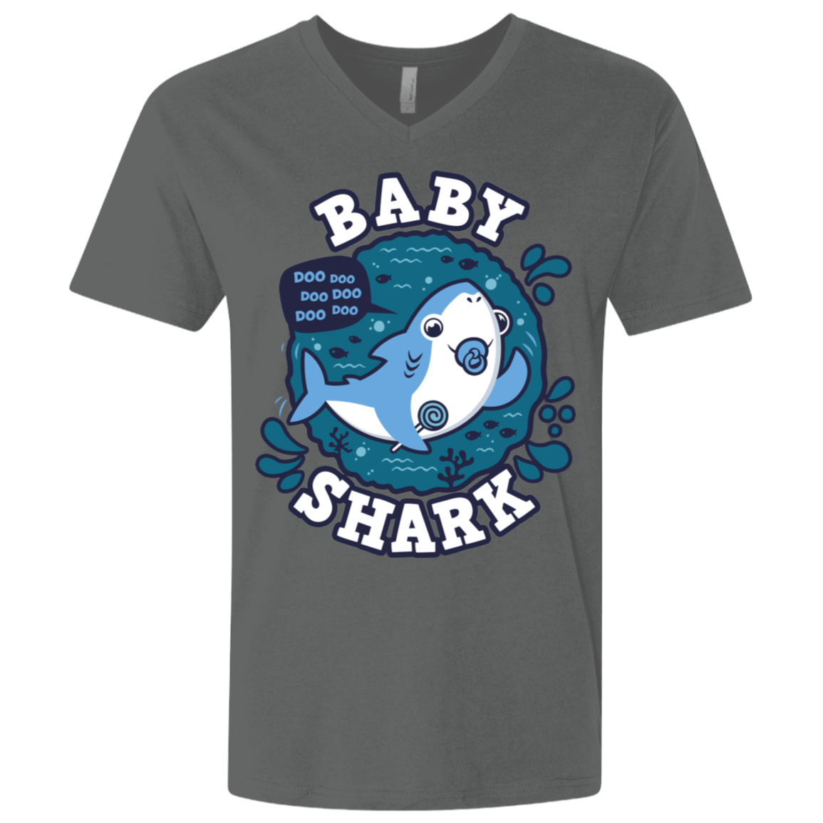 T-Shirts Heavy Metal / X-Small Shark Family trazo - Baby Boy chupete Men's Premium V-Neck