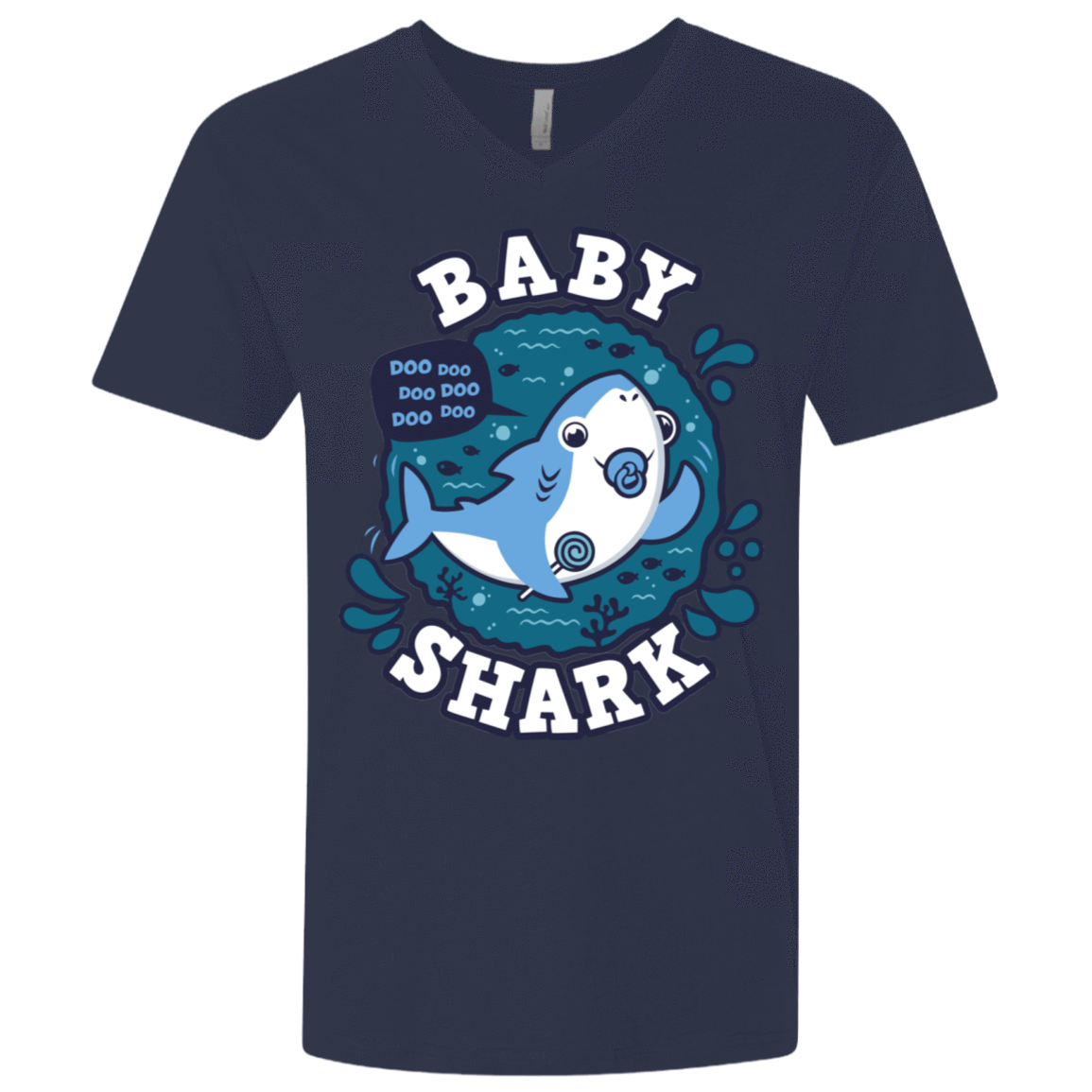 T-Shirts Midnight Navy / X-Small Shark Family trazo - Baby Boy chupete Men's Premium V-Neck