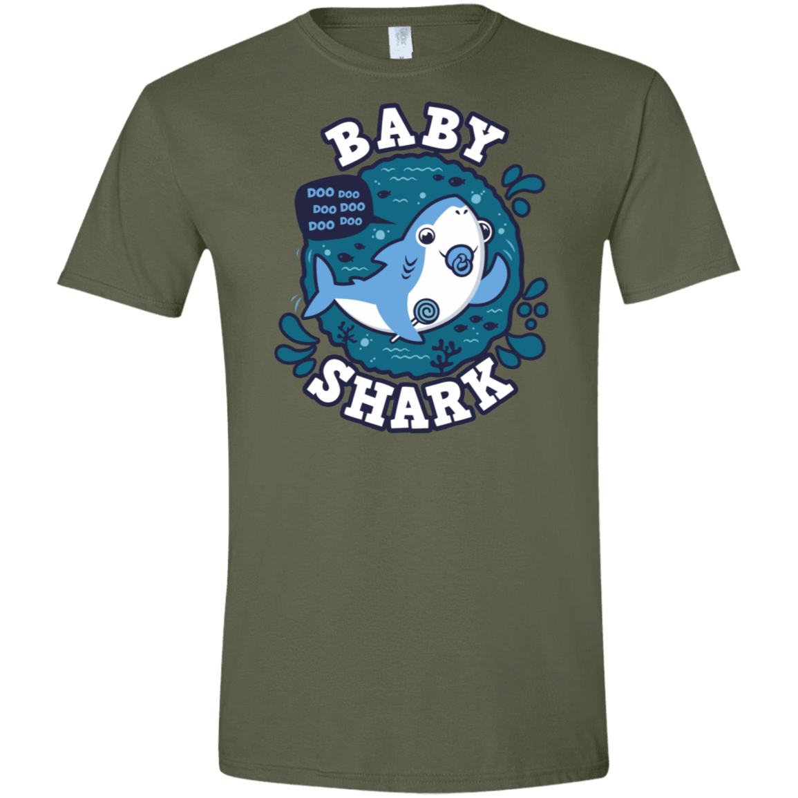 T-Shirts Military Green / S Shark Family trazo - Baby Boy chupete Men's Semi-Fitted Softstyle