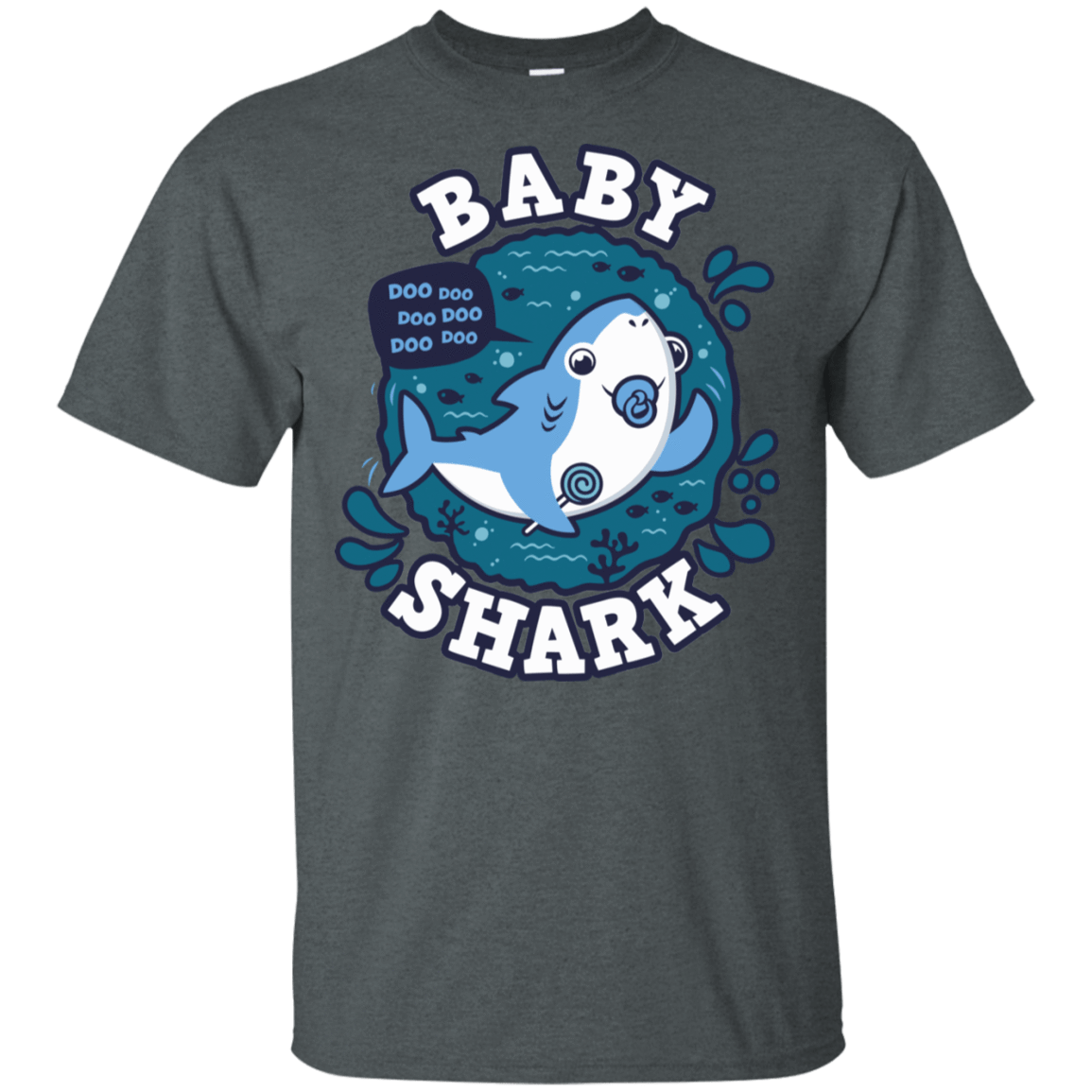 T-Shirts Dark Heather / S Shark Family trazo - Baby Boy chupete T-Shirt