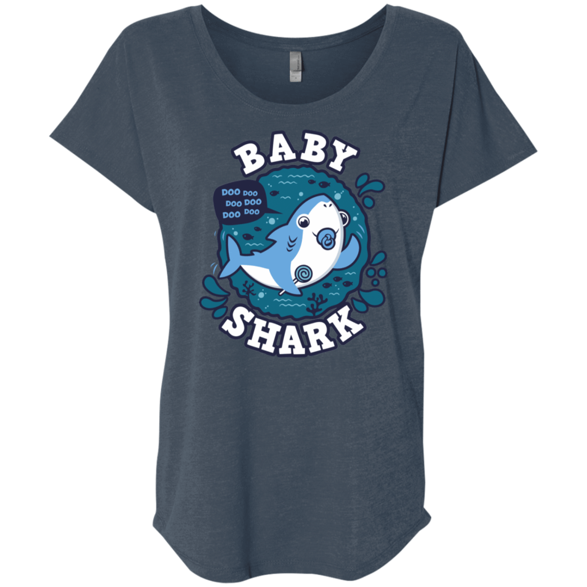 T-Shirts Indigo / X-Small Shark Family trazo - Baby Boy chupete Triblend Dolman Sleeve