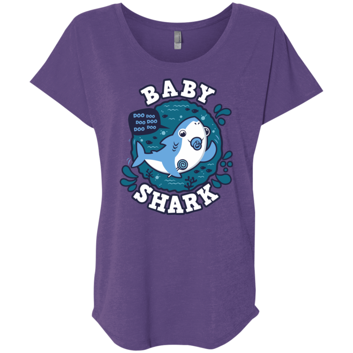 T-Shirts Purple Rush / X-Small Shark Family trazo - Baby Boy chupete Triblend Dolman Sleeve