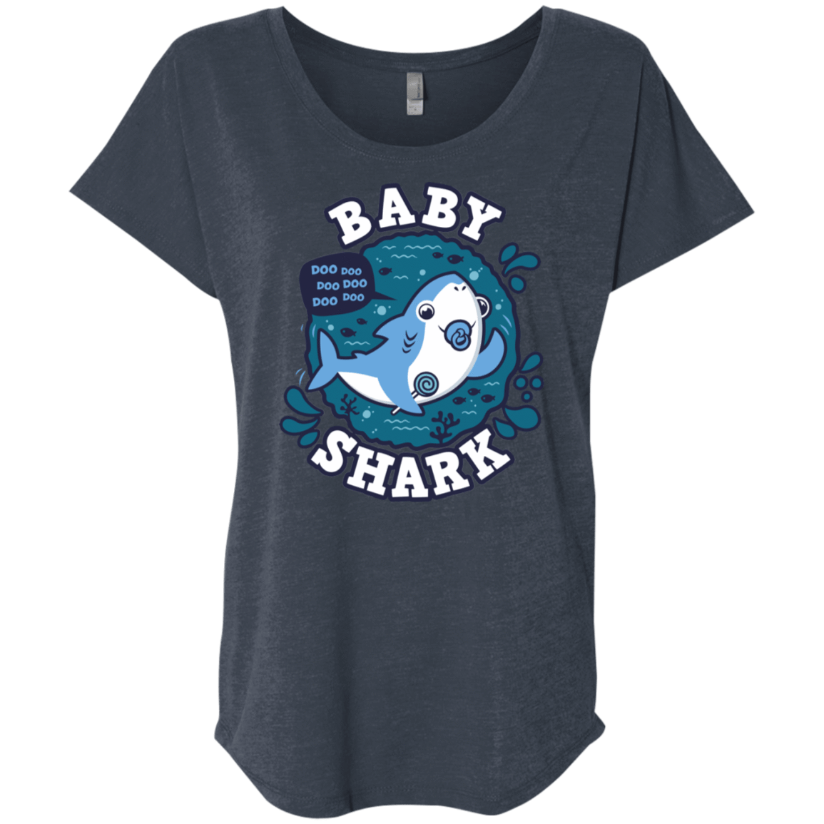 T-Shirts Vintage Navy / X-Small Shark Family trazo - Baby Boy chupete Triblend Dolman Sleeve