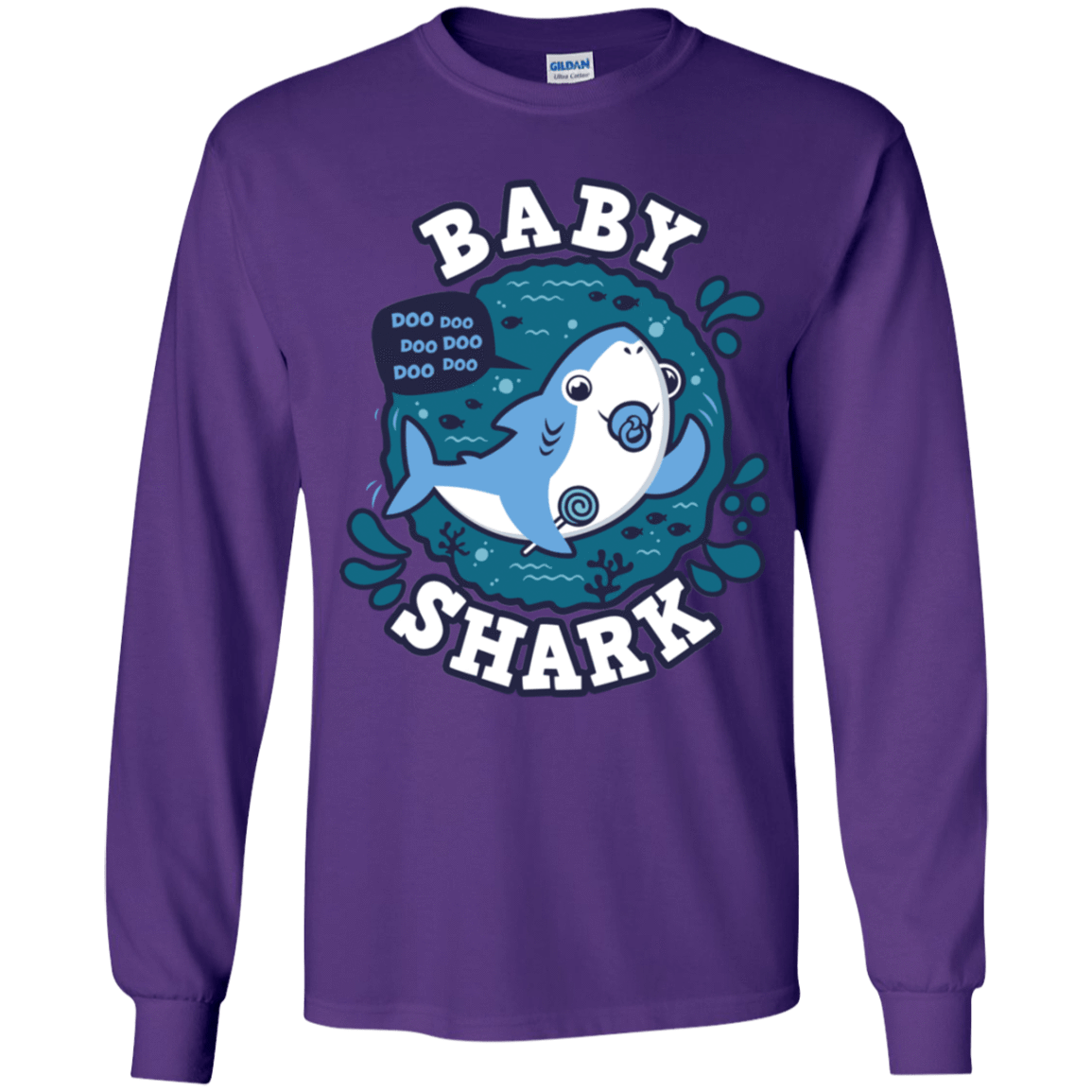 T-Shirts Purple / YS Shark Family trazo - Baby Boy chupete Youth Long Sleeve T-Shirt