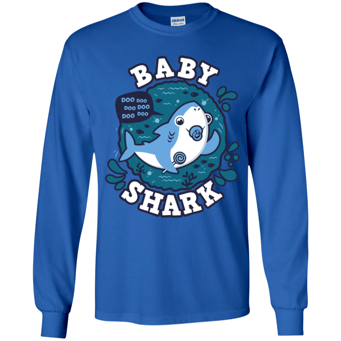 T-Shirts Royal / YS Shark Family trazo - Baby Boy chupete Youth Long Sleeve T-Shirt