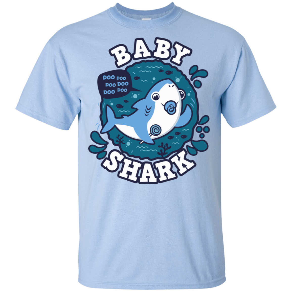 T-Shirts Light Blue / YXS Shark Family trazo - Baby Boy chupete Youth T-Shirt