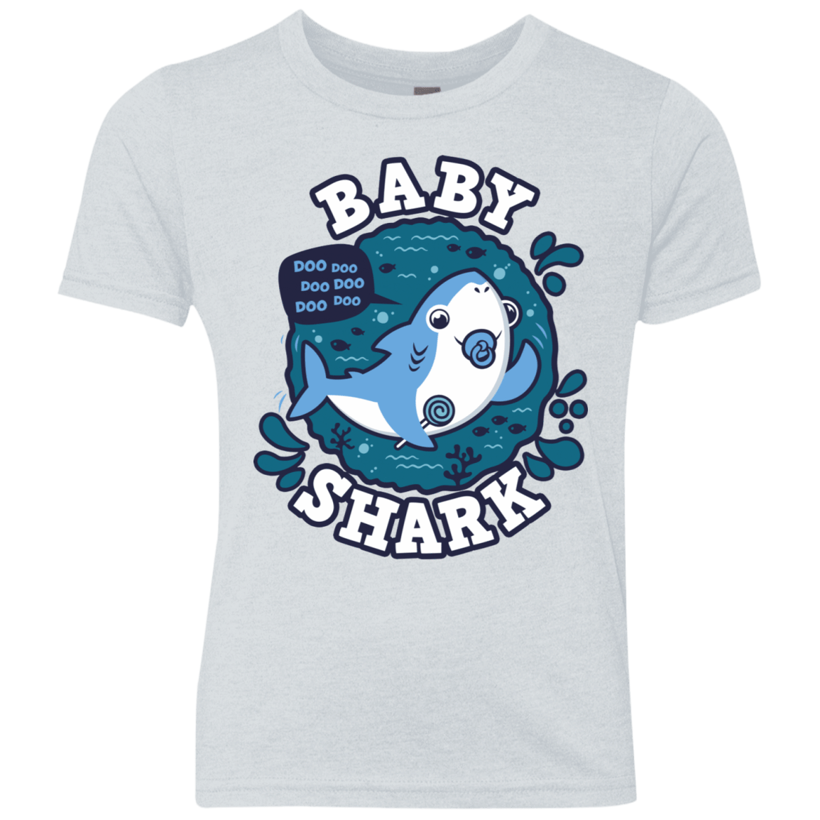 T-Shirts Heather White / YXS Shark Family trazo - Baby Boy chupete Youth Triblend T-Shirt
