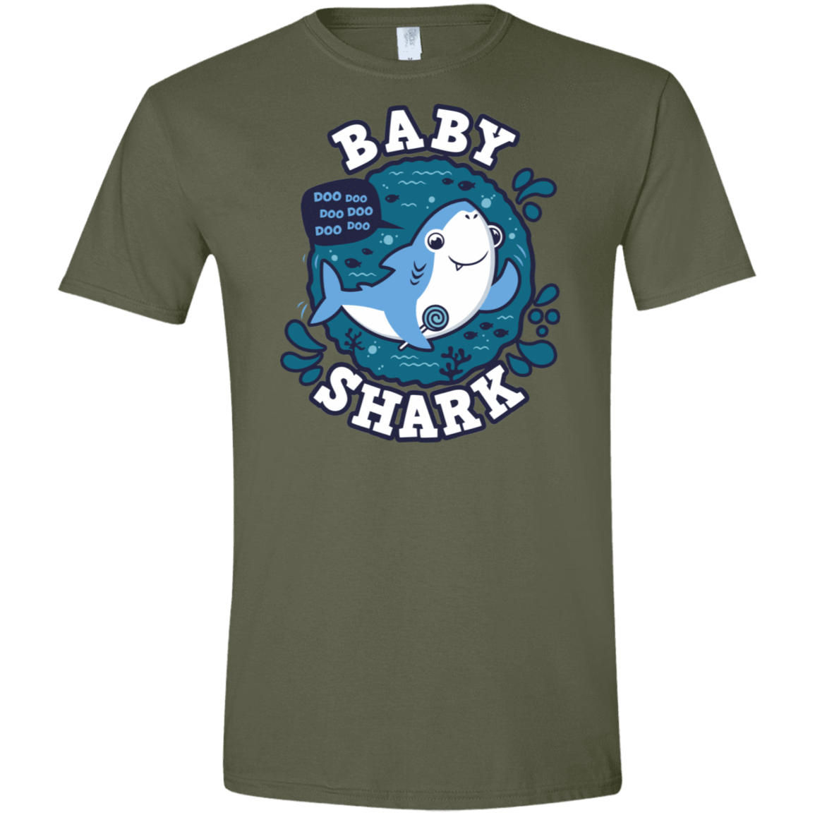 T-Shirts Military Green / S Shark Family trazo - Baby Boy Men's Semi-Fitted Softstyle