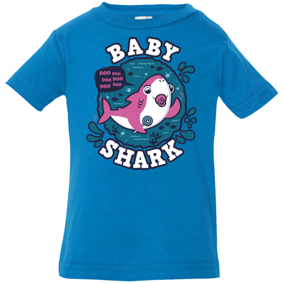 T-Shirts Cobalt / 6 Months Shark Family trazo - Baby Girl chupete Infant Premium T-Shirt