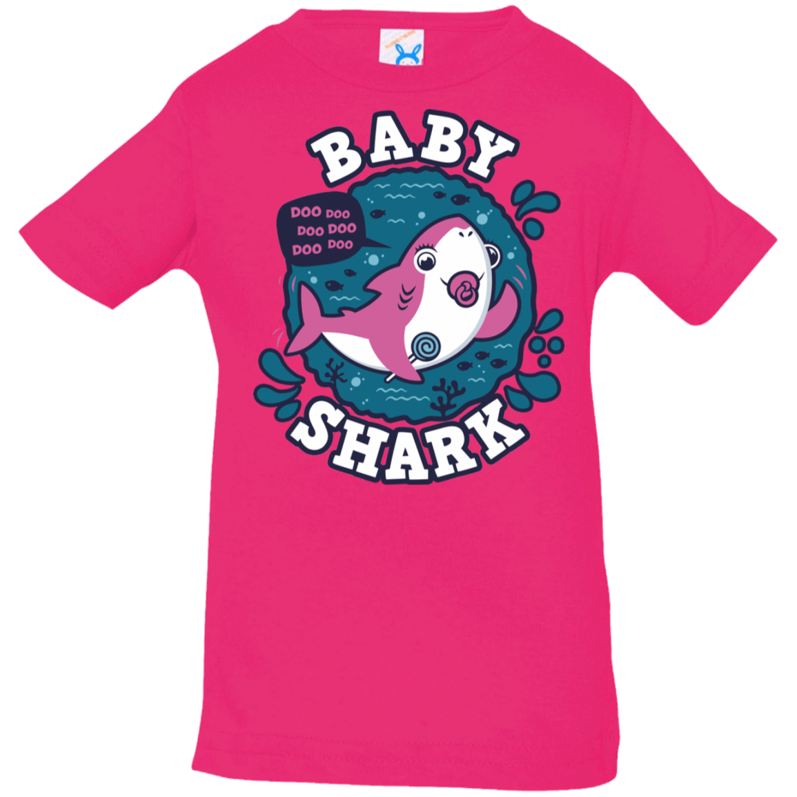 T-Shirts Hot Pink / 6 Months Shark Family trazo - Baby Girl chupete Infant Premium T-Shirt