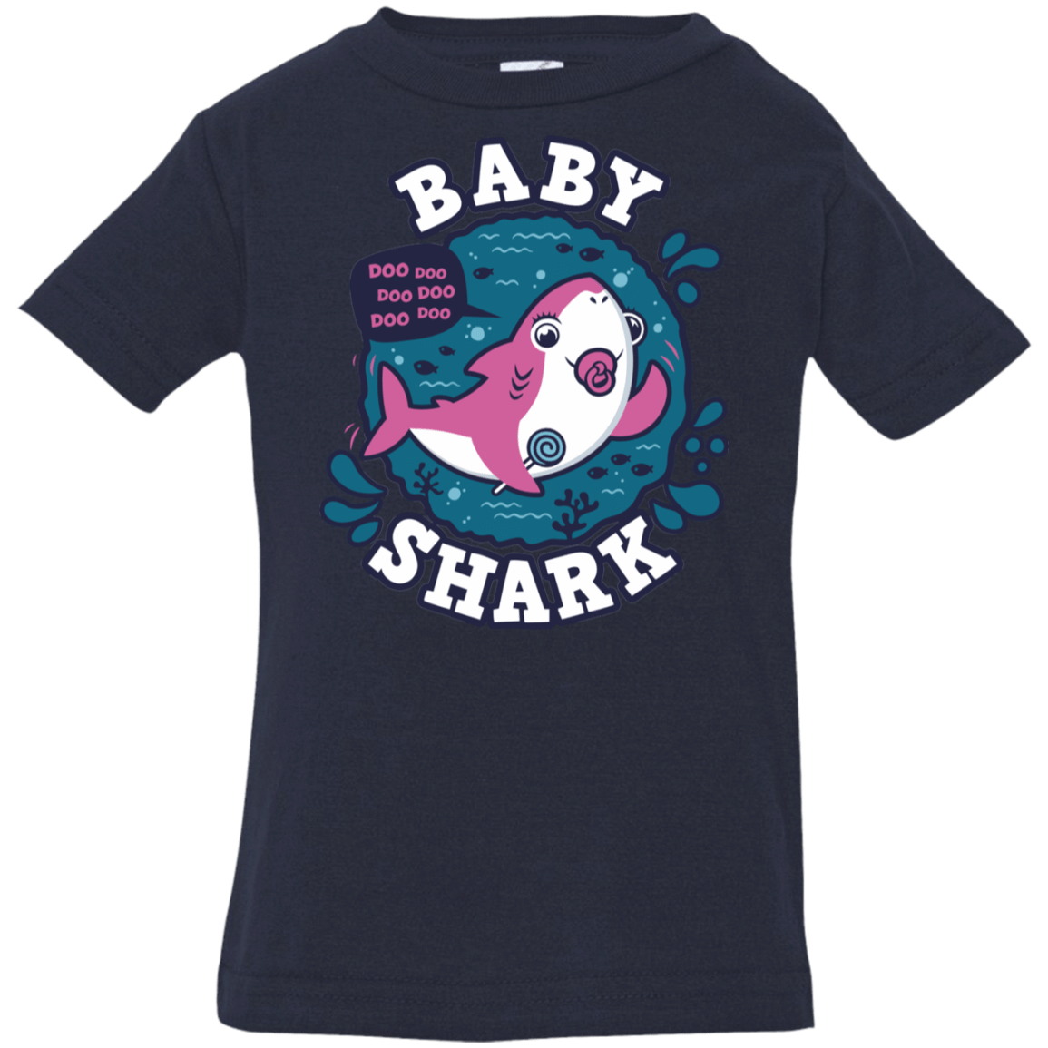 T-Shirts Navy / 6 Months Shark Family trazo - Baby Girl chupete Infant Premium T-Shirt