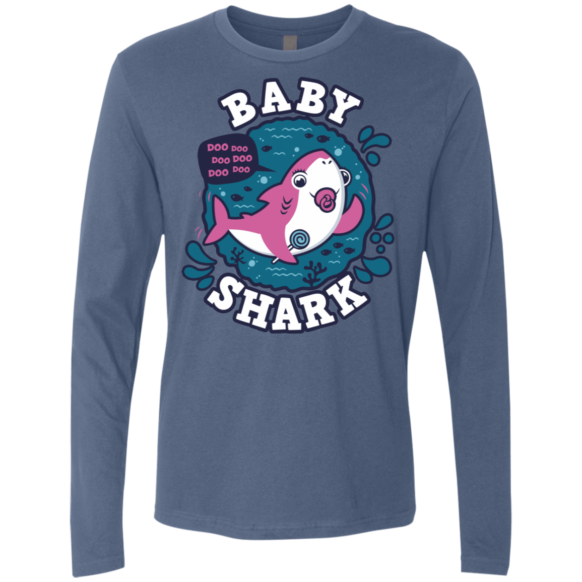 T-Shirts Indigo / S Shark Family trazo - Baby Girl chupete Men's Premium Long Sleeve