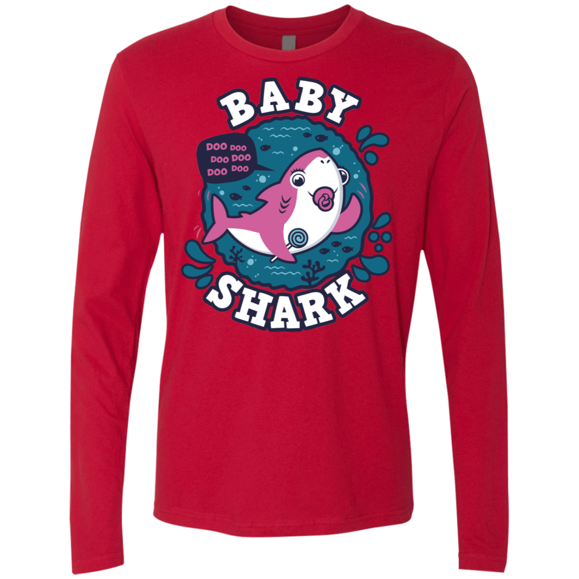 T-Shirts Red / S Shark Family trazo - Baby Girl chupete Men's Premium Long Sleeve