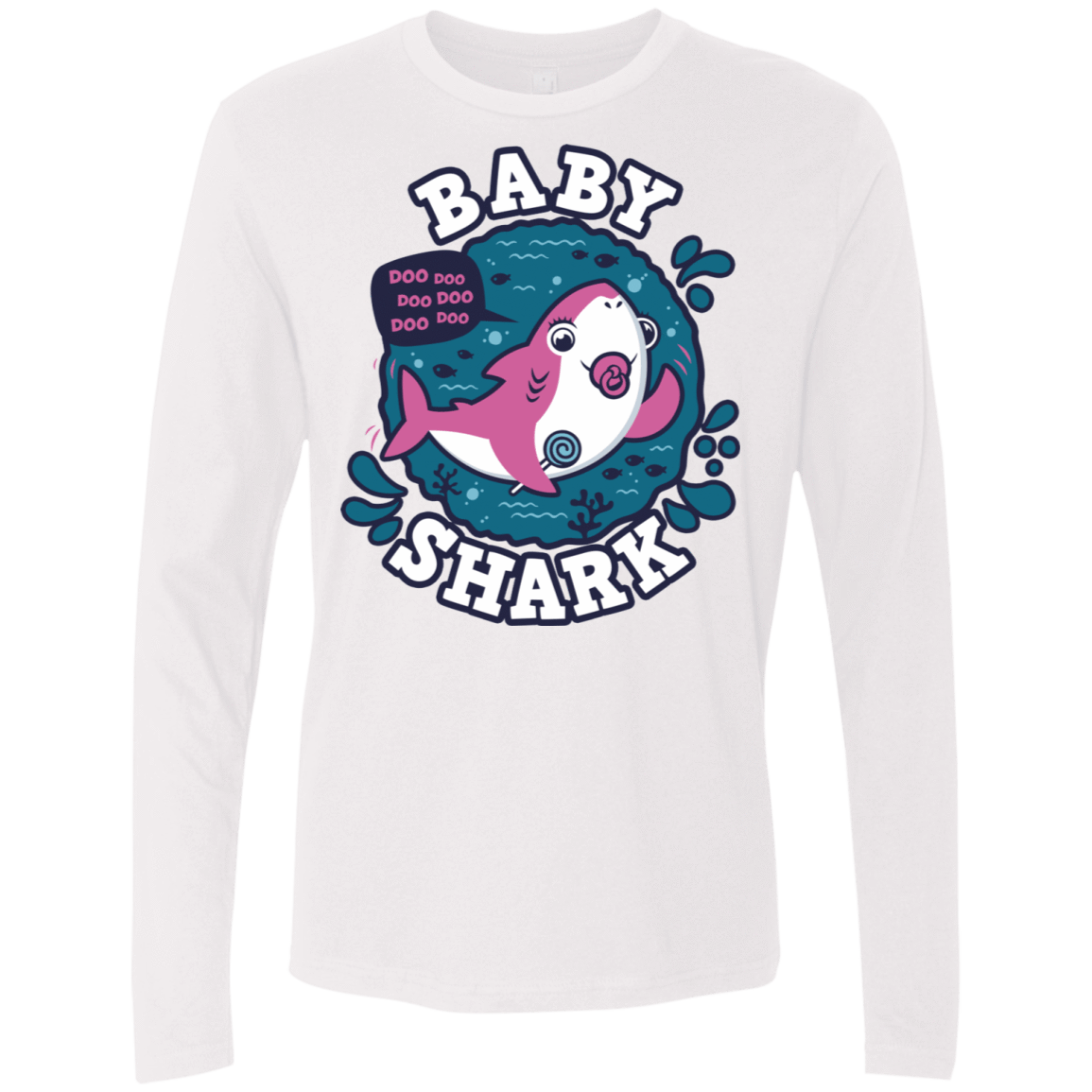 T-Shirts White / S Shark Family trazo - Baby Girl chupete Men's Premium Long Sleeve