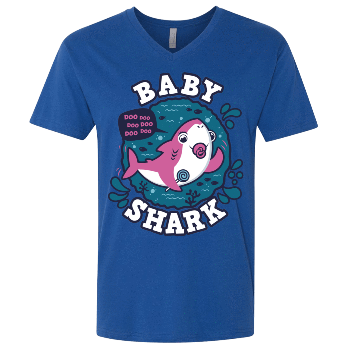 T-Shirts Royal / X-Small Shark Family trazo - Baby Girl chupete Men's Premium V-Neck