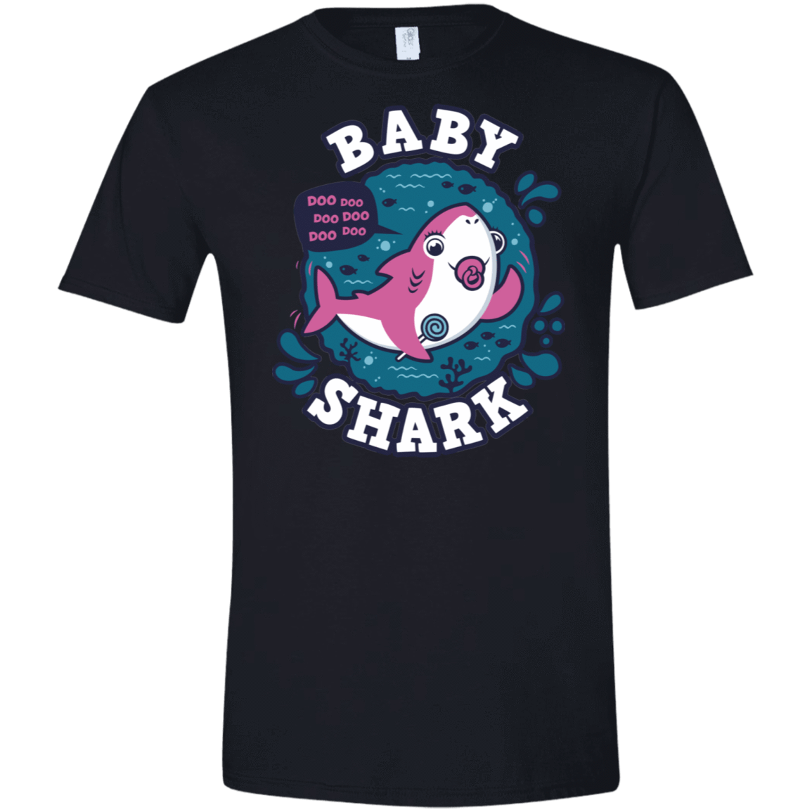T-Shirts Black / X-Small Shark Family trazo - Baby Girl chupete Men's Semi-Fitted Softstyle