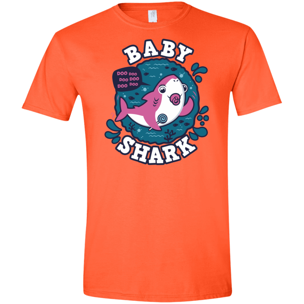 T-Shirts Orange / S Shark Family trazo - Baby Girl chupete Men's Semi-Fitted Softstyle