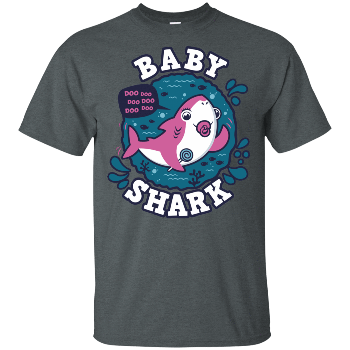 T-Shirts Dark Heather / S Shark Family trazo - Baby Girl chupete T-Shirt