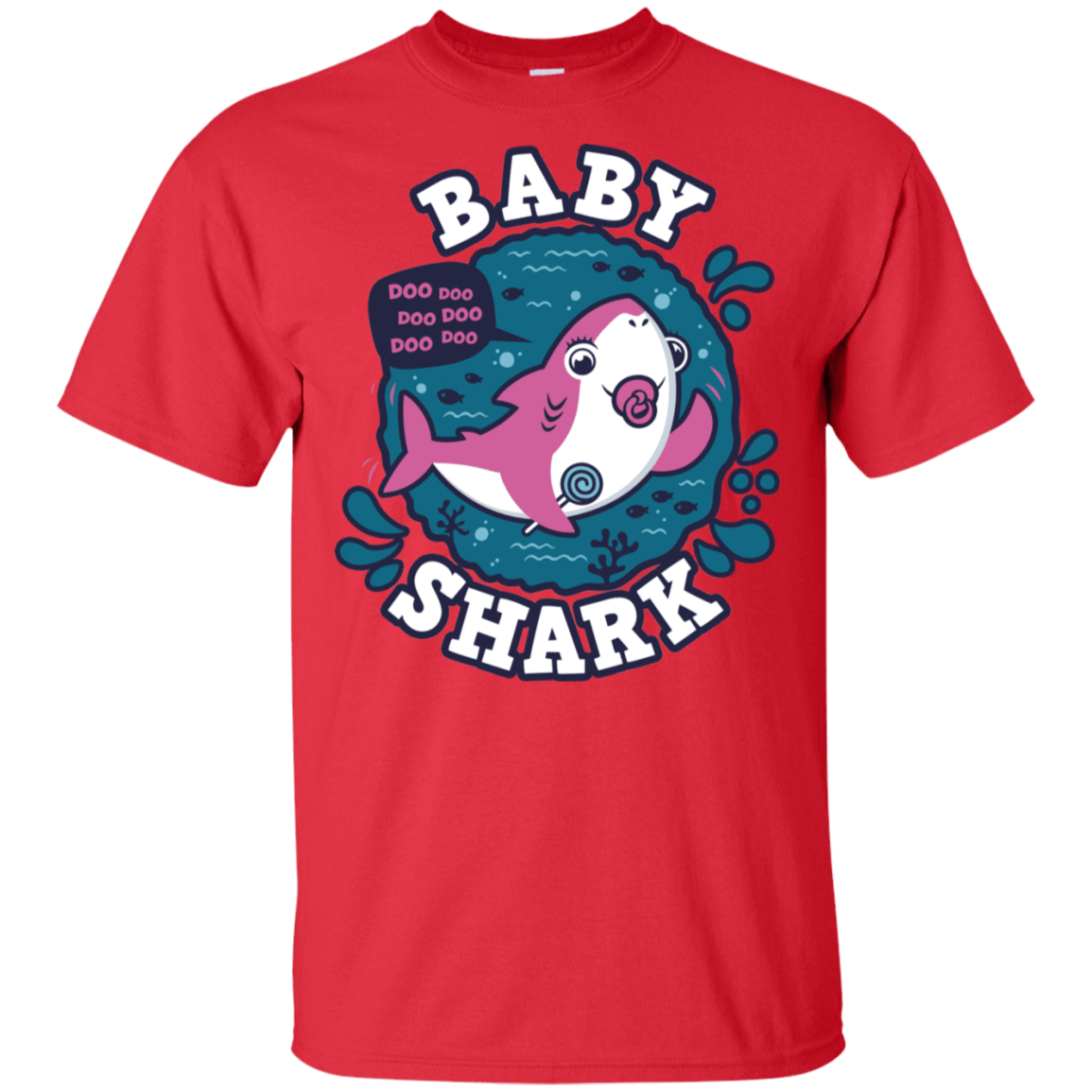 T-Shirts Red / S Shark Family trazo - Baby Girl chupete T-Shirt