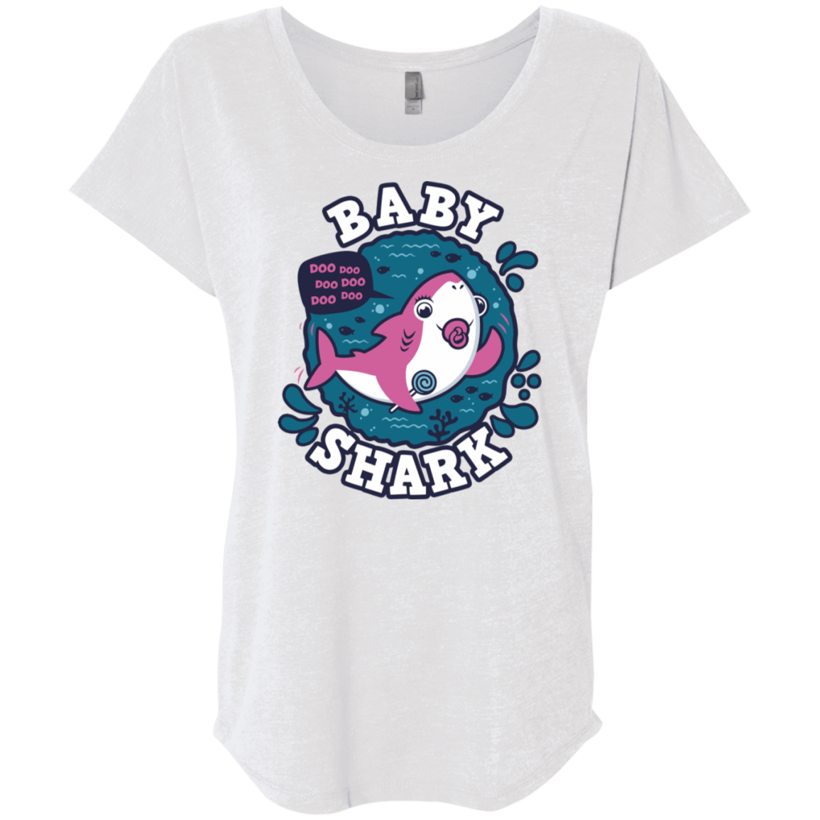 T-Shirts Heather White / X-Small Shark Family trazo - Baby Girl chupete Triblend Dolman Sleeve