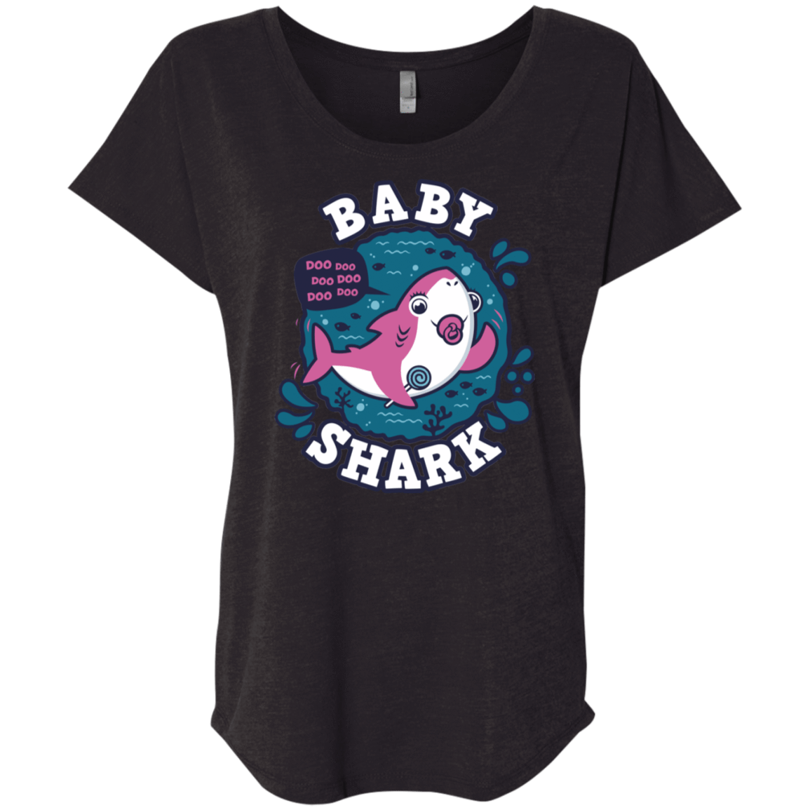 T-Shirts Vintage Black / X-Small Shark Family trazo - Baby Girl chupete Triblend Dolman Sleeve