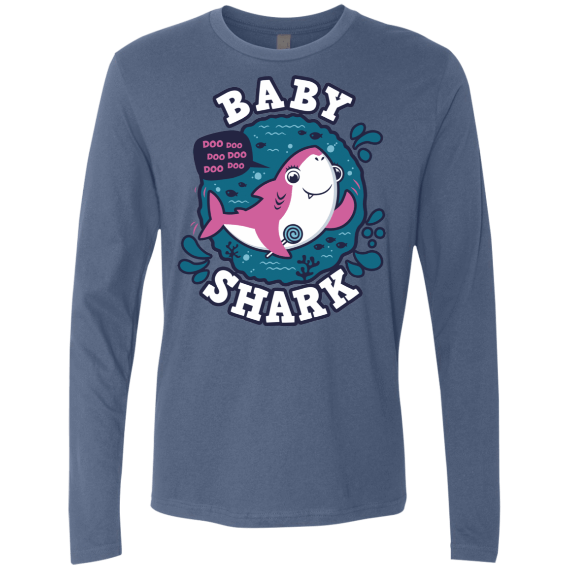 T-Shirts Indigo / S Shark Family trazo - Baby Girl Men's Premium Long Sleeve