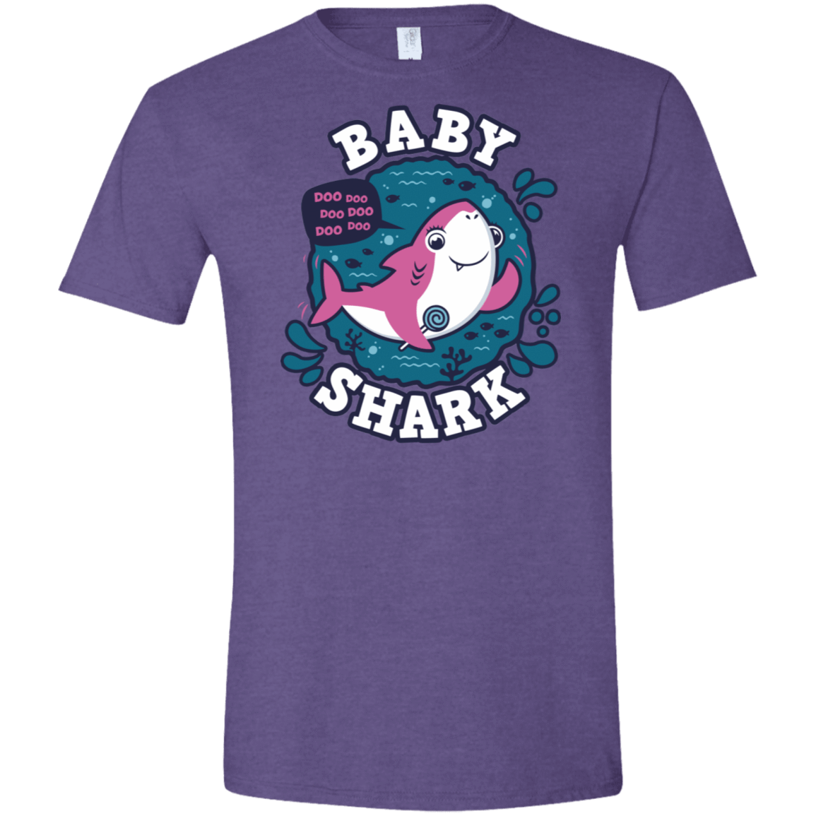 T-Shirts Heather Purple / S Shark Family trazo - Baby Girl Men's Semi-Fitted Softstyle