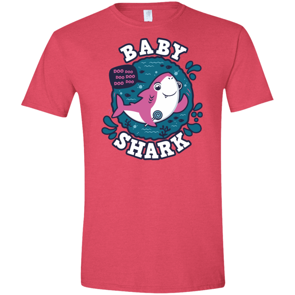T-Shirts Heather Red / S Shark Family trazo - Baby Girl Men's Semi-Fitted Softstyle