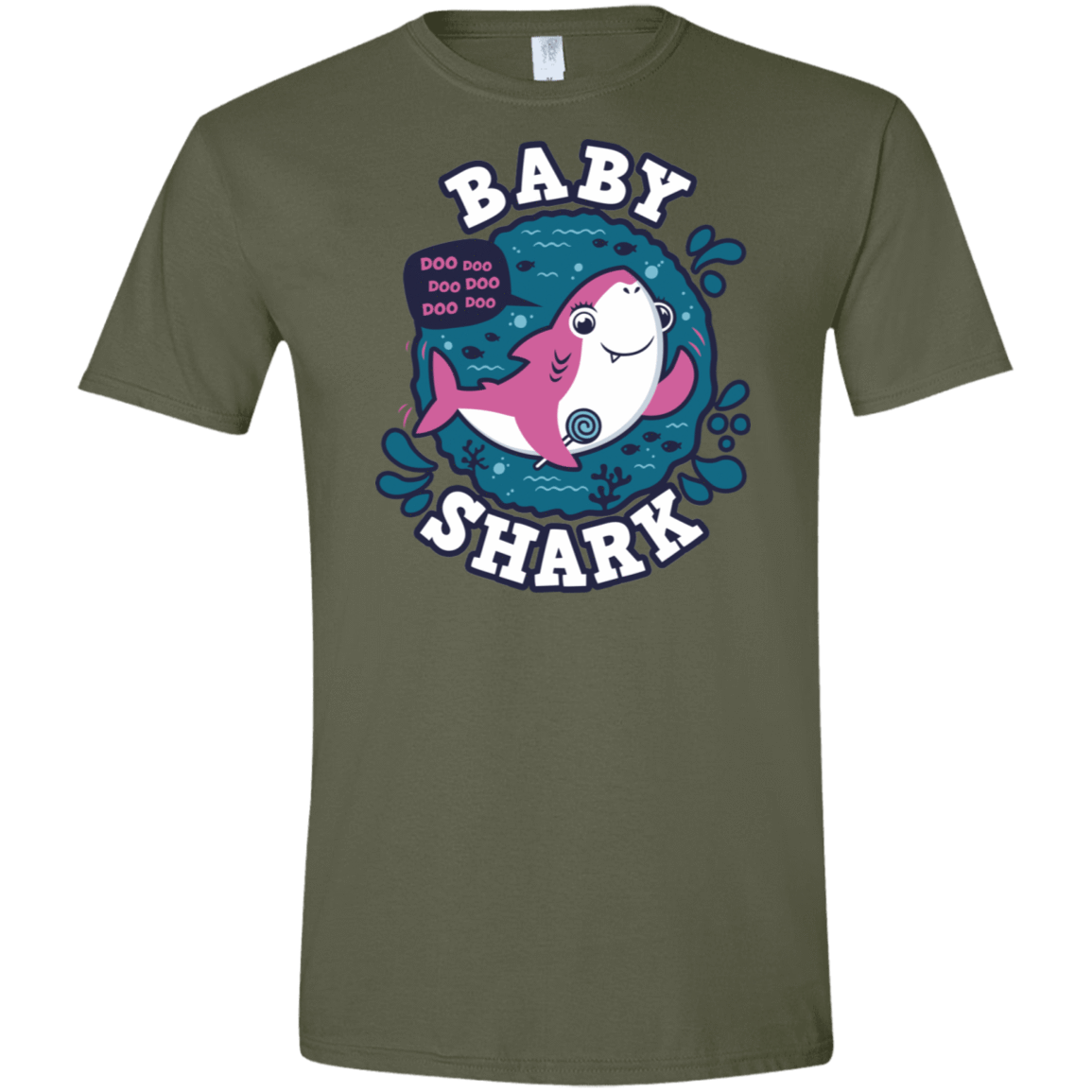 T-Shirts Military Green / S Shark Family trazo - Baby Girl Men's Semi-Fitted Softstyle