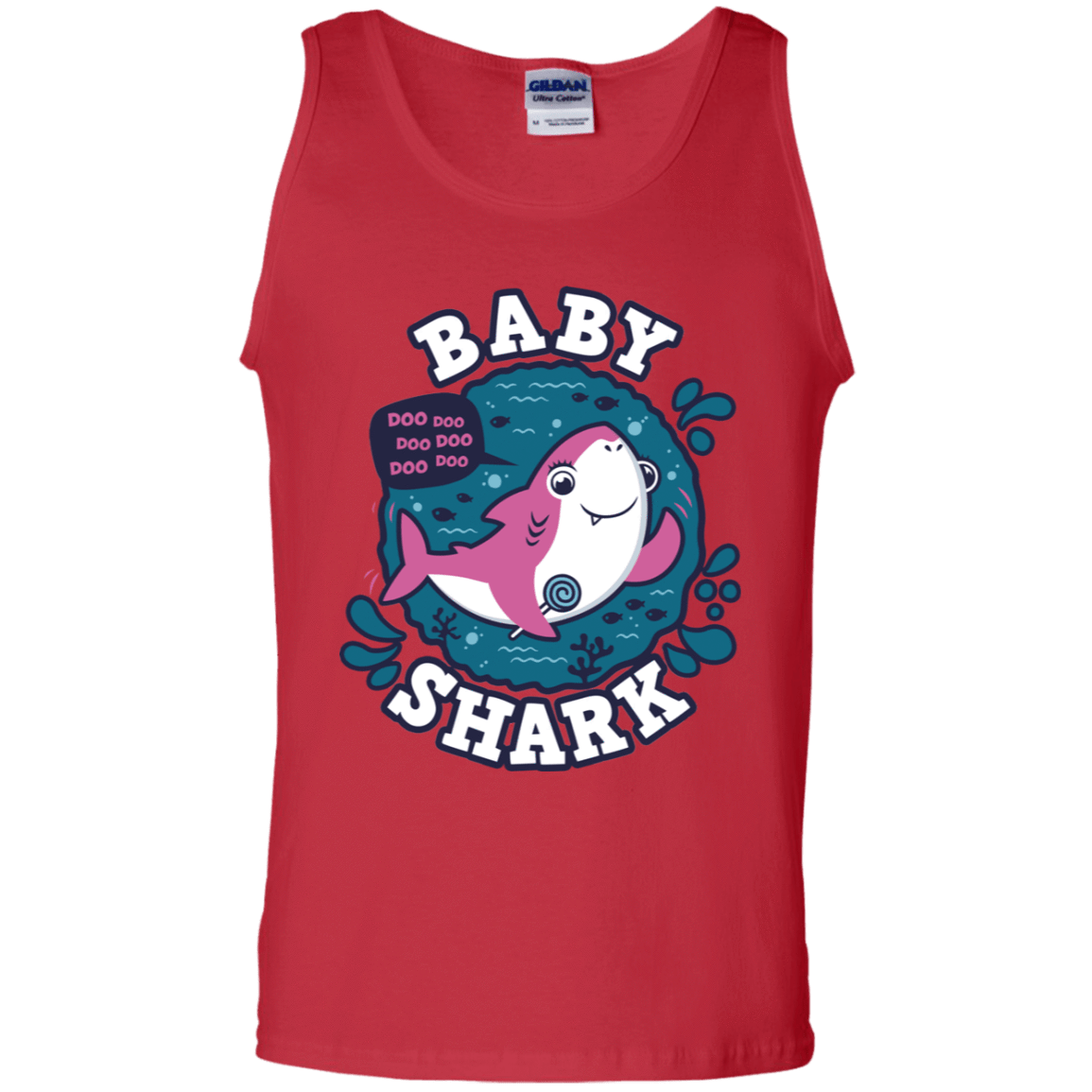 T-Shirts Red / S Shark Family trazo - Baby Girl Men's Tank Top