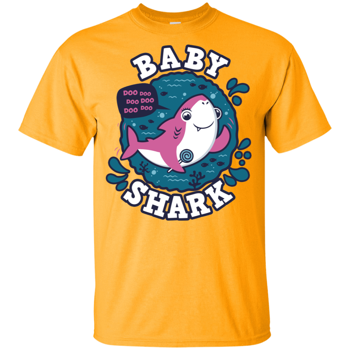 T-Shirts Gold / YXS Shark Family trazo - Baby Girl Youth T-Shirt