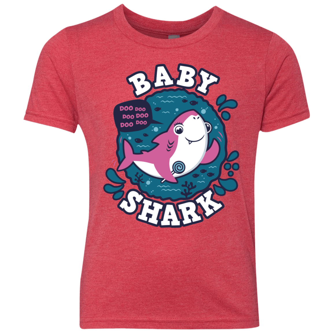 T-Shirts Vintage Red / YXS Shark Family trazo - Baby Girl Youth Triblend T-Shirt